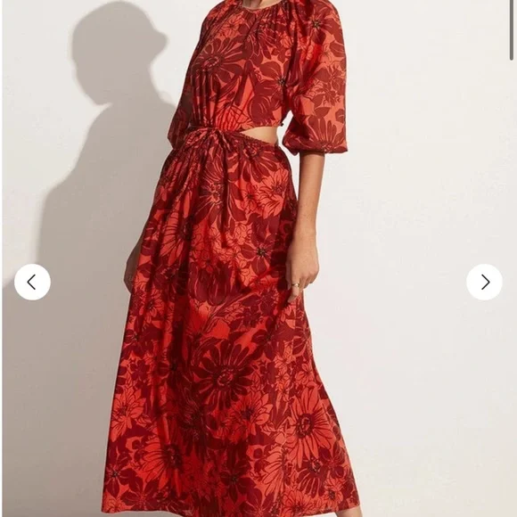 Sierra Midi Dress Zani Floral Print Crimson - Faithfull The Brand L / Zani Floral Print - Crimson